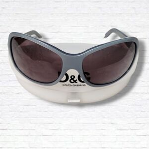 Dolce & Gabbana DG 418S 851 115 Vintage Y2K Blue/Grey Rectangle Frame Sunglasses